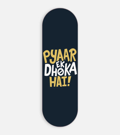 Mobile phone grip slider with a colorful design on a white background