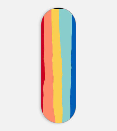 Mobile phone grip slider with a colorful design on a white background