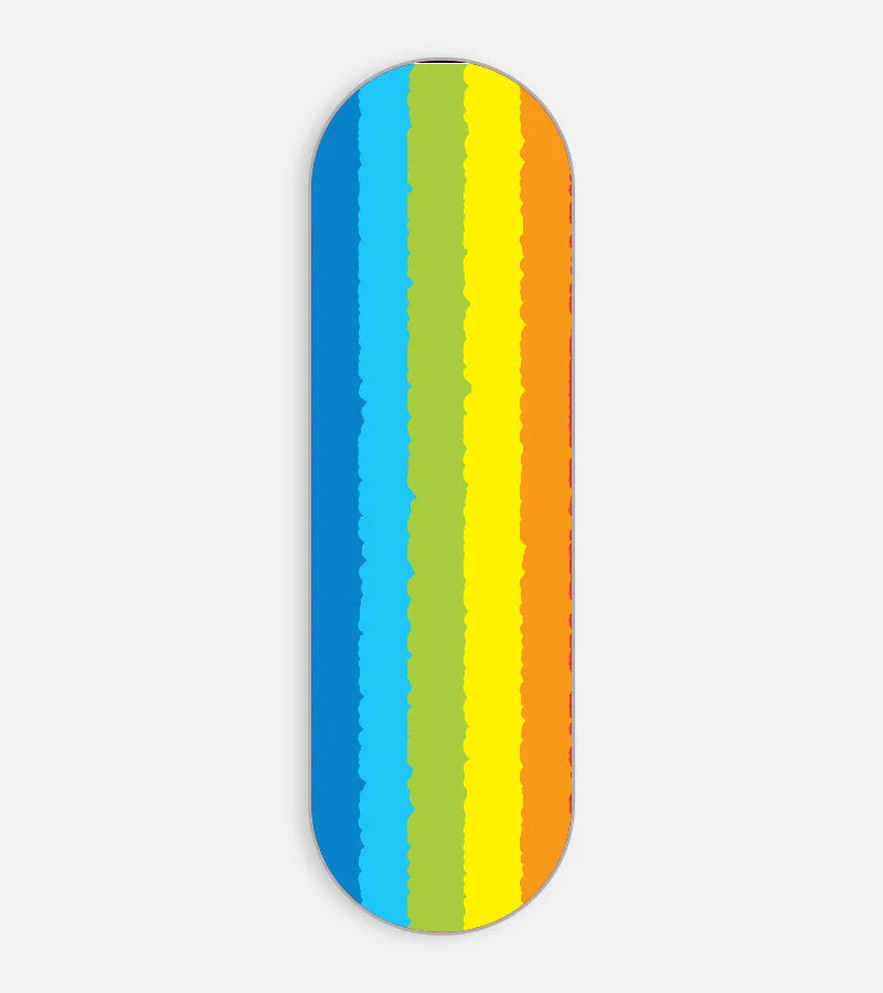 Mobile phone grip slider with a colorful design on a white background