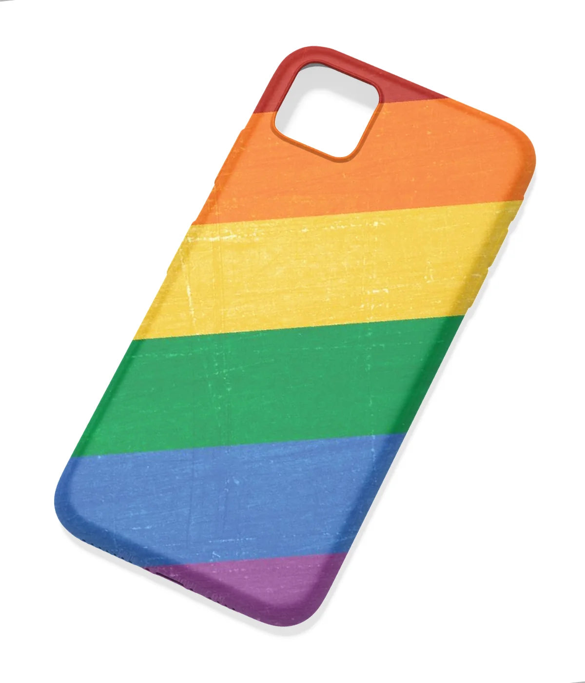An angled view of a soft silicone case featuring a colorful design.