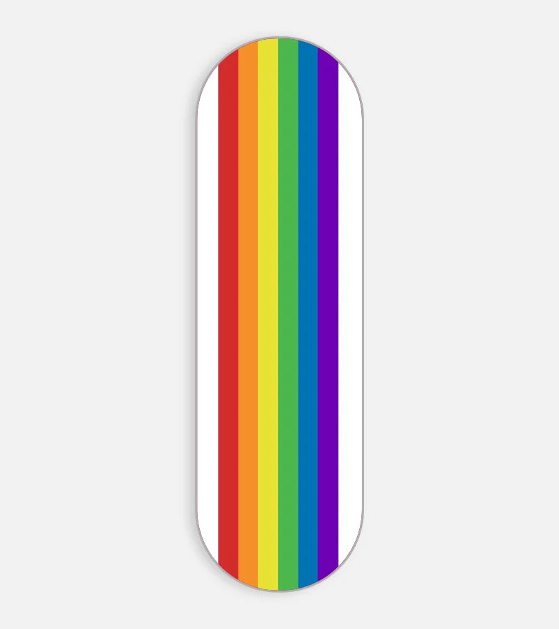 Mobile phone grip slider with a colorful design on a white background
