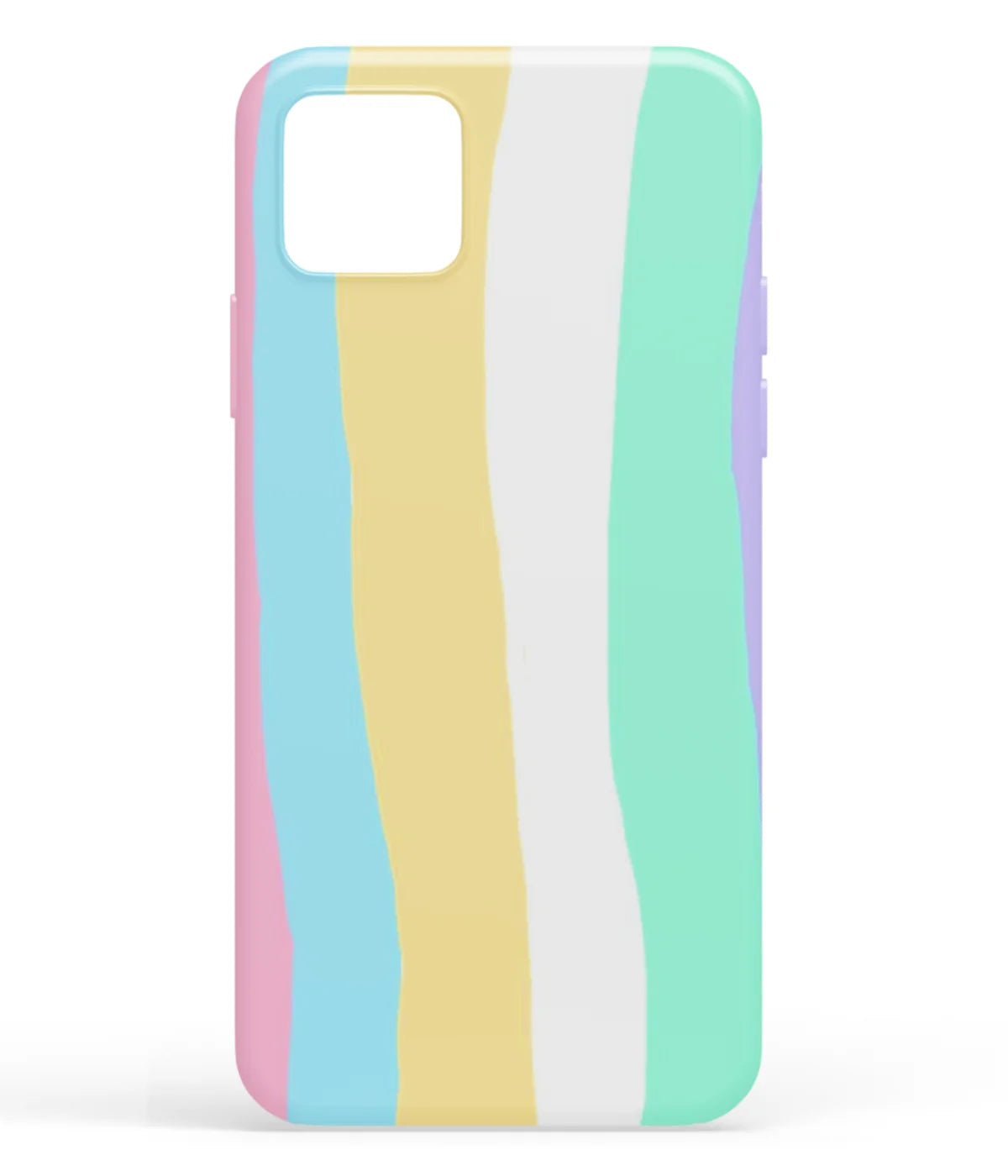 A front-on view of soft silicone phone case with a colorful design.