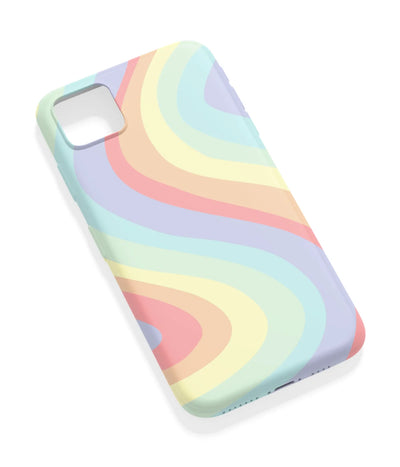 An angled view of a soft silicone case featuring a vibrant design.