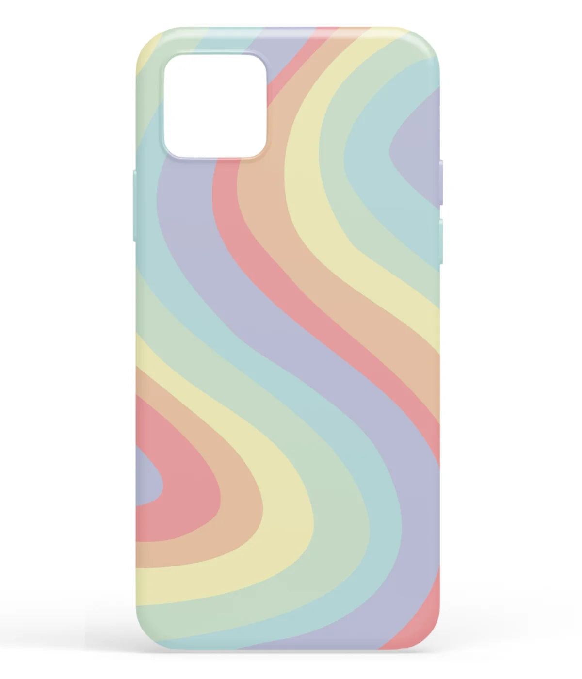A front-on view of soft silicone phone case with a colorful design.