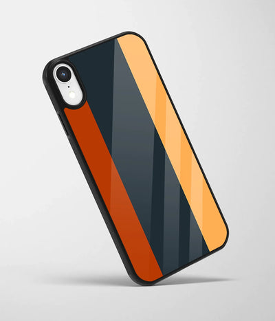 An angled view of a glass phone case featuring a vibrant design.