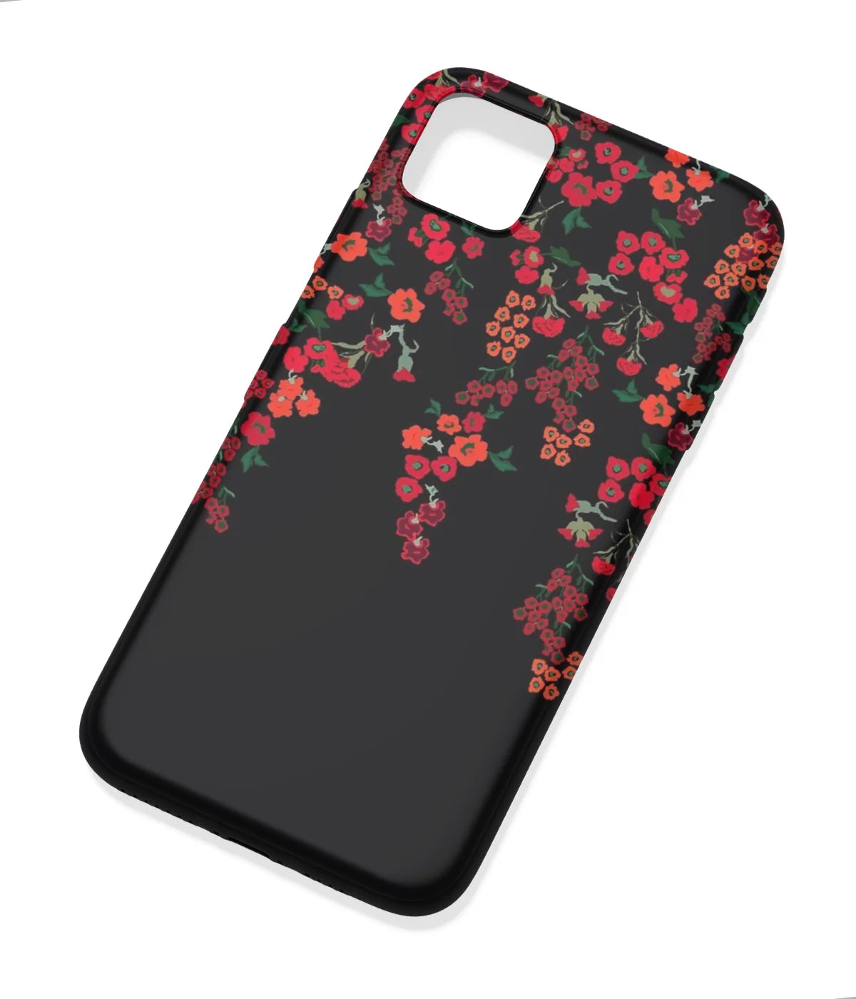 An angled view of a soft silicone case featuring a colorful design.