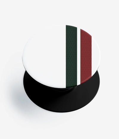 A top-down view of a phone grip holder on a clean white background