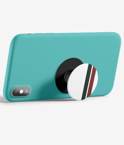 An image demonstrating how to use the phone grip as a stand to hold a mobile phone in landscape mode for hands-free viewing