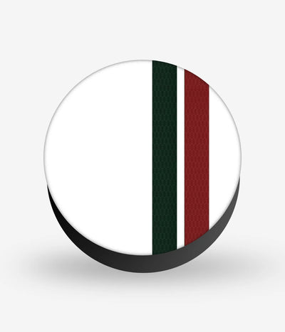 Mobile phone grip with a colorful design on a white background