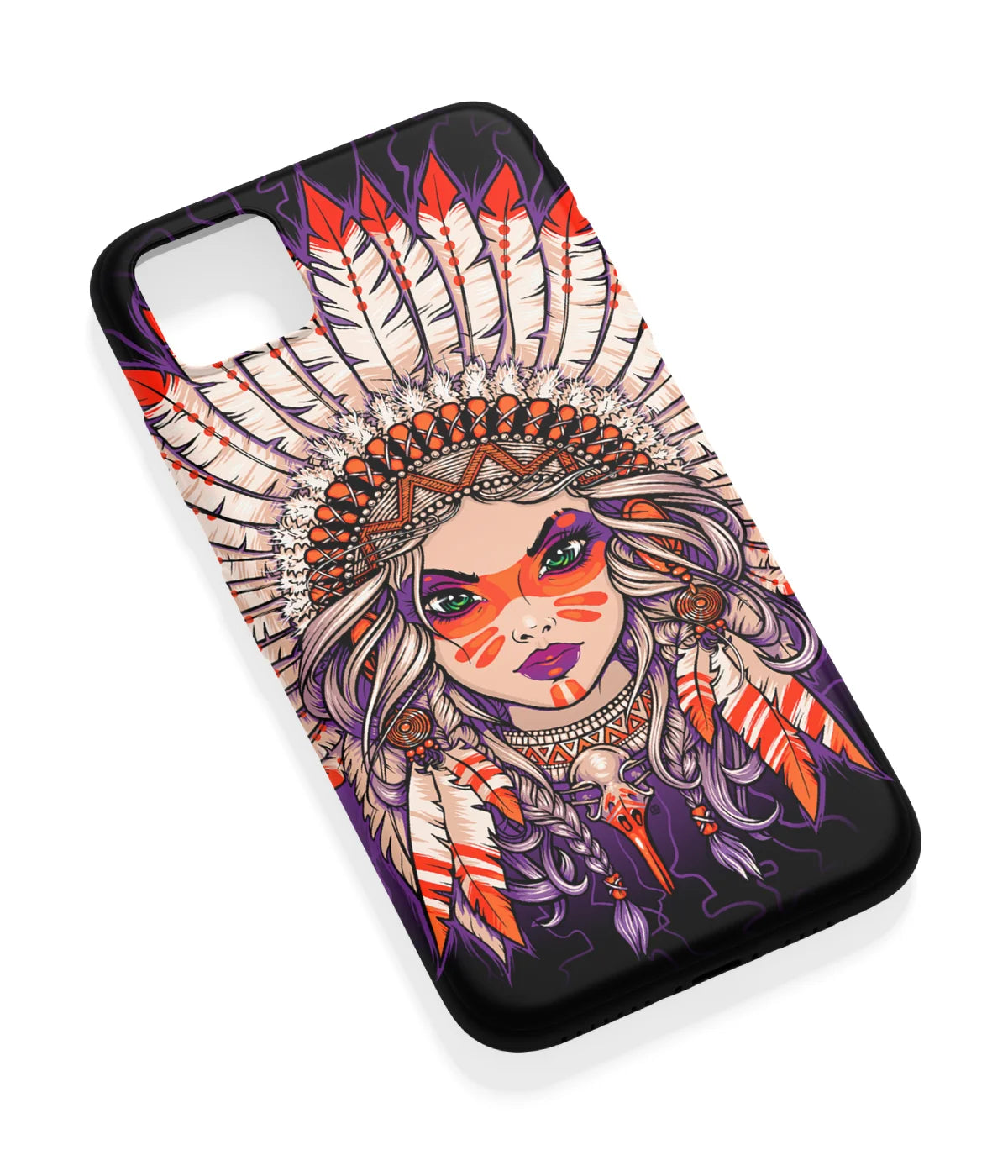 An angled view of a soft silicone case featuring a vibrant design.