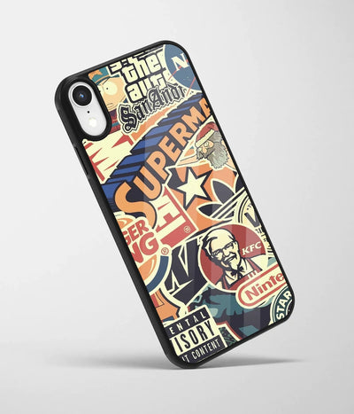 An angled view of a glass phone case featuring a vibrant design.