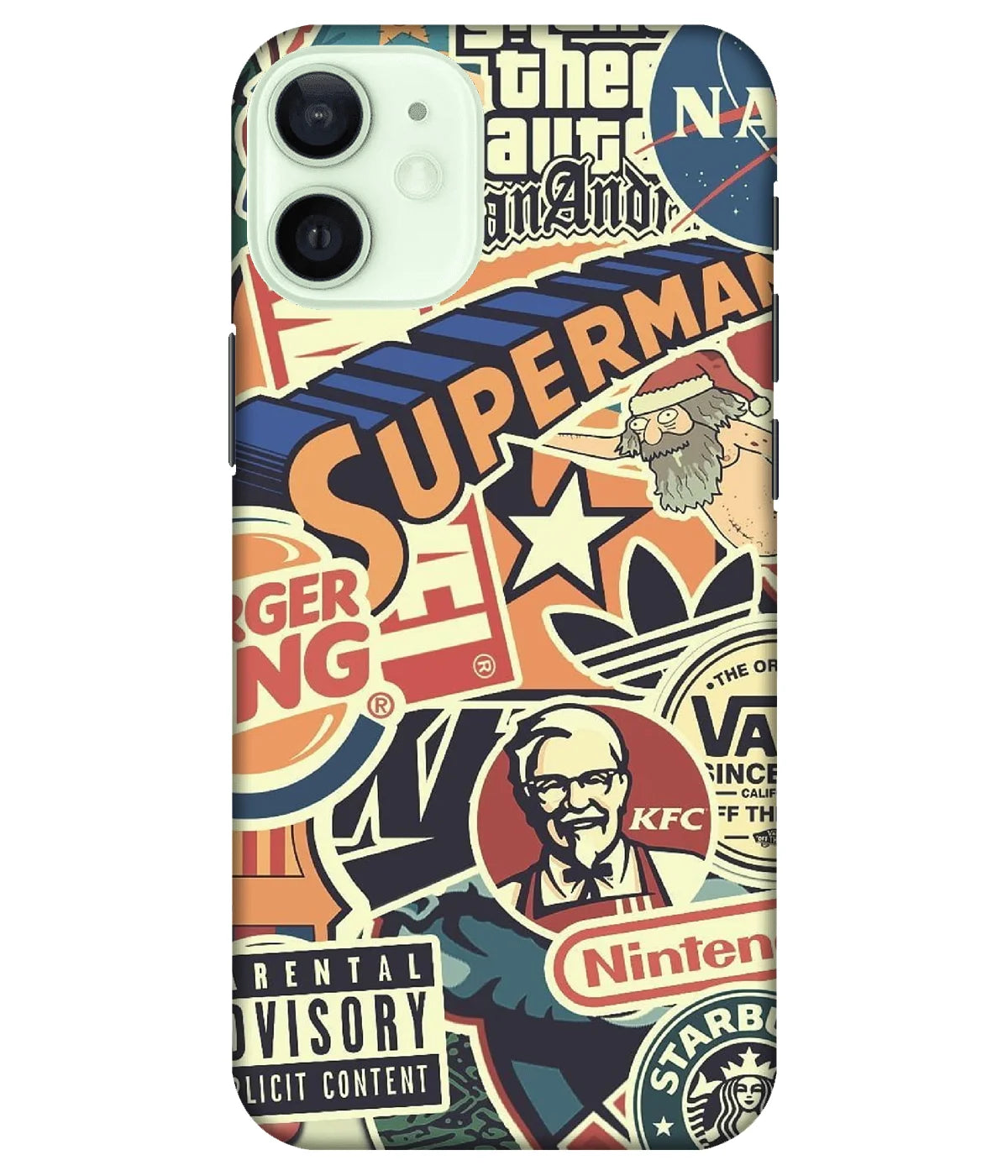 A product shot of a slim hard case with a colorful design.