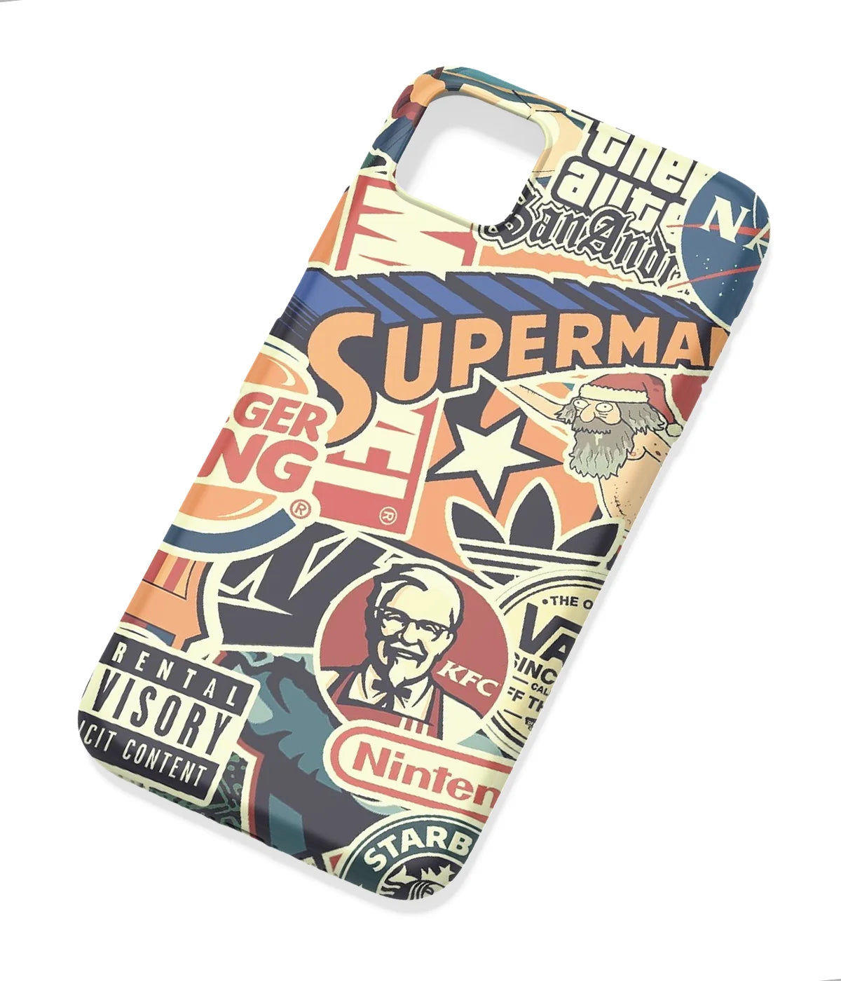 An angled view of a soft silicone case featuring a colorful design.