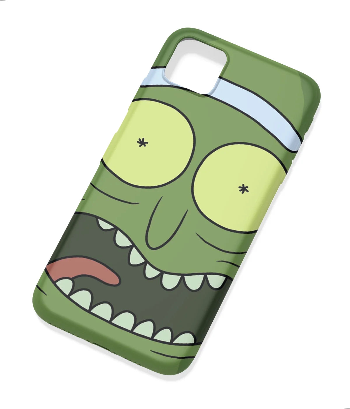 An angled view of a soft silicone case featuring a colorful design.