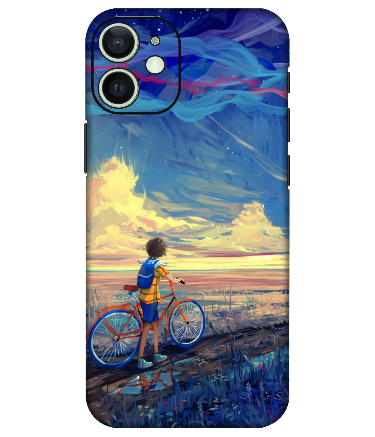 Image of a phone case featuring a mobile skin with a graphic design.