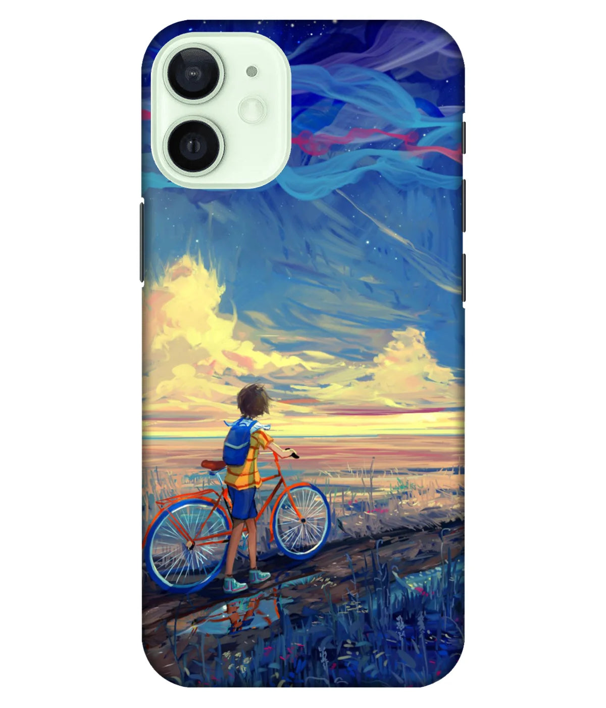 A product shot of a slim hard case with a colorful design.