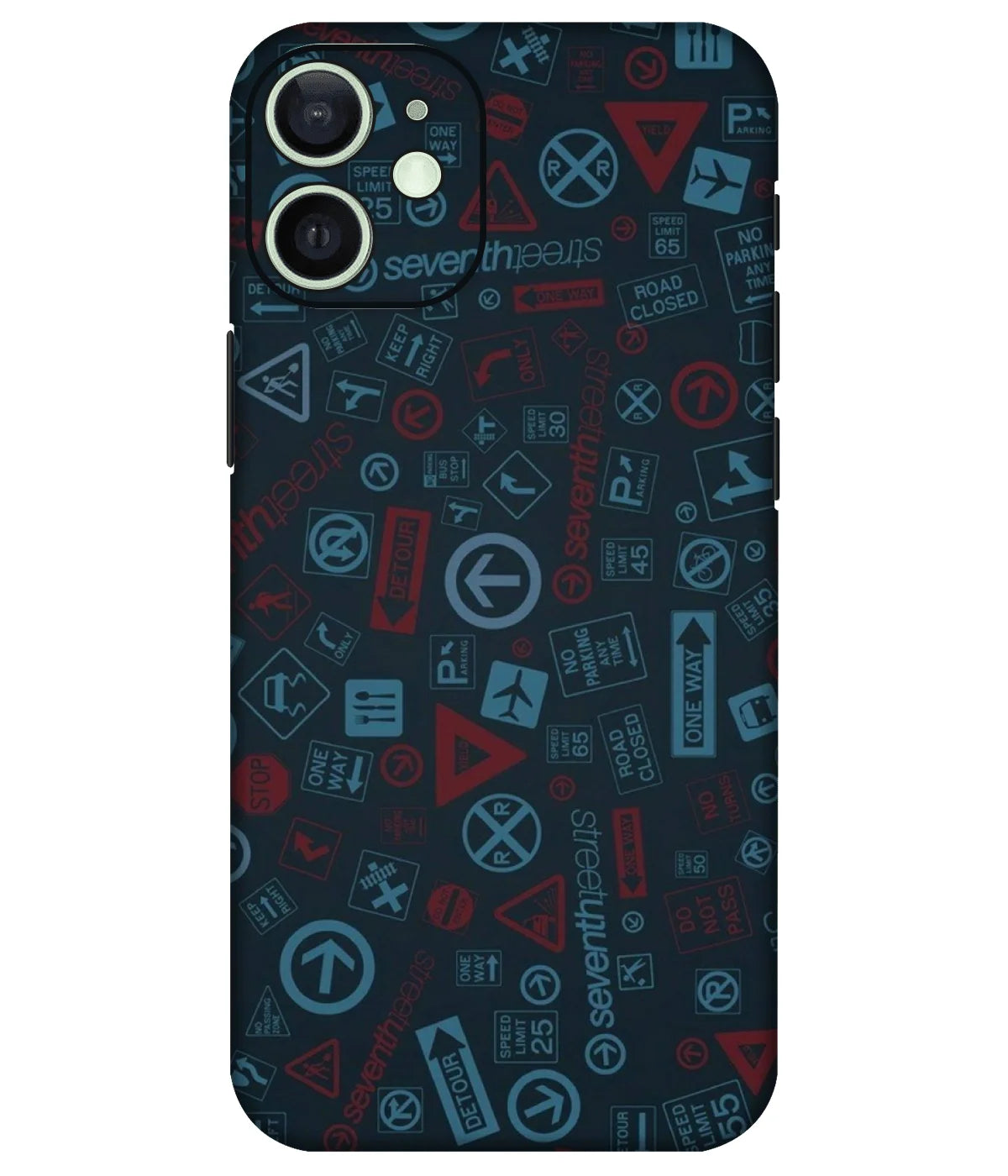 Image of a phone case featuring a mobile skin with a graphic design.