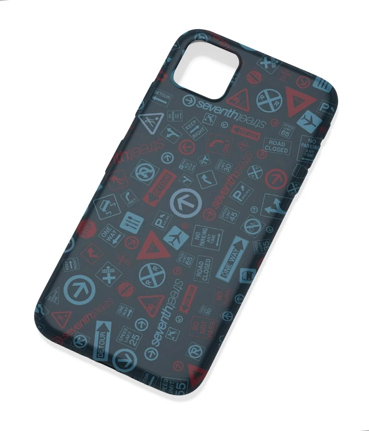 An angled view of a soft silicone case featuring a colorful design.