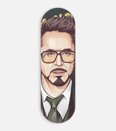 Mobile phone grip slider with a colorful design on a white background