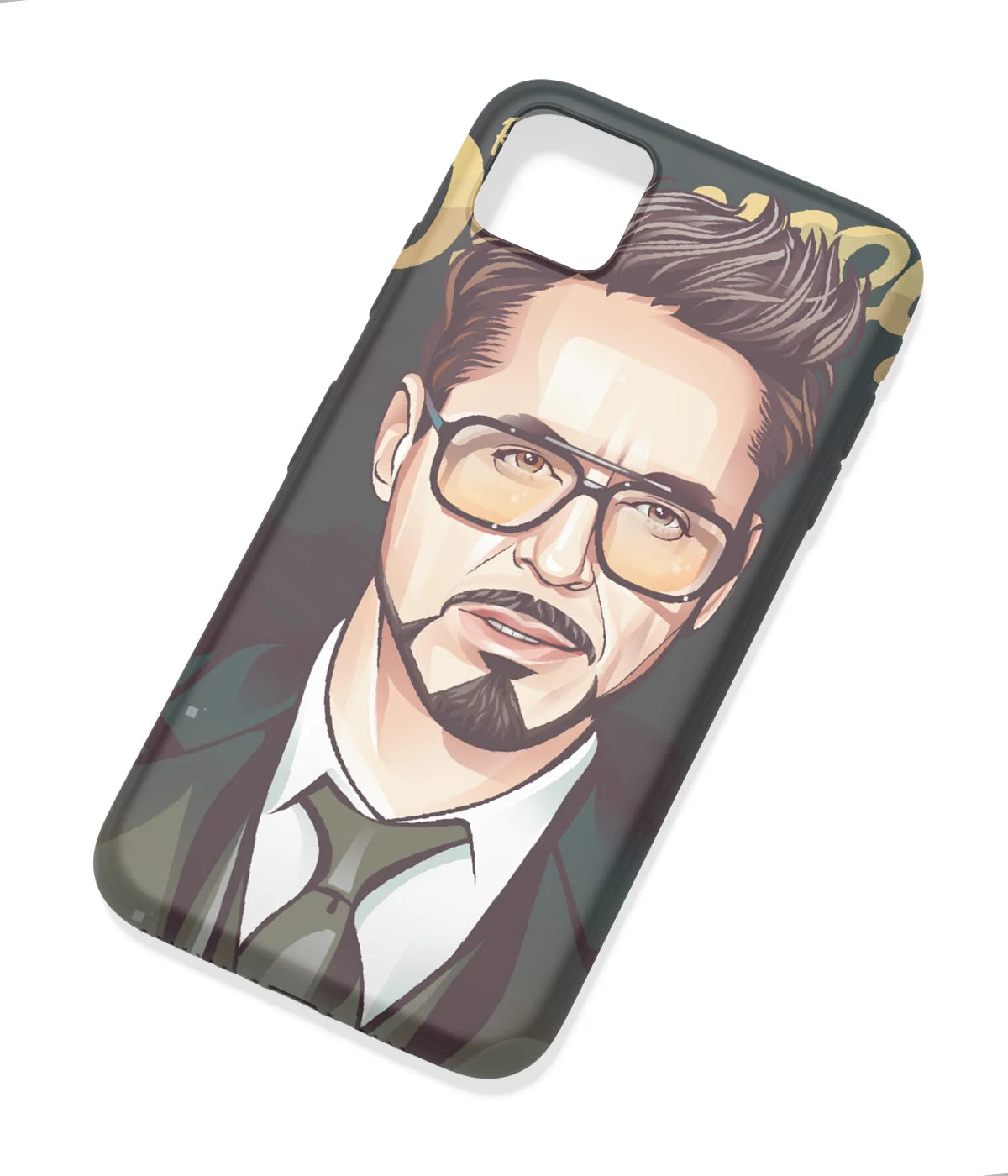 An angled view of a soft silicone case featuring a colorful design.