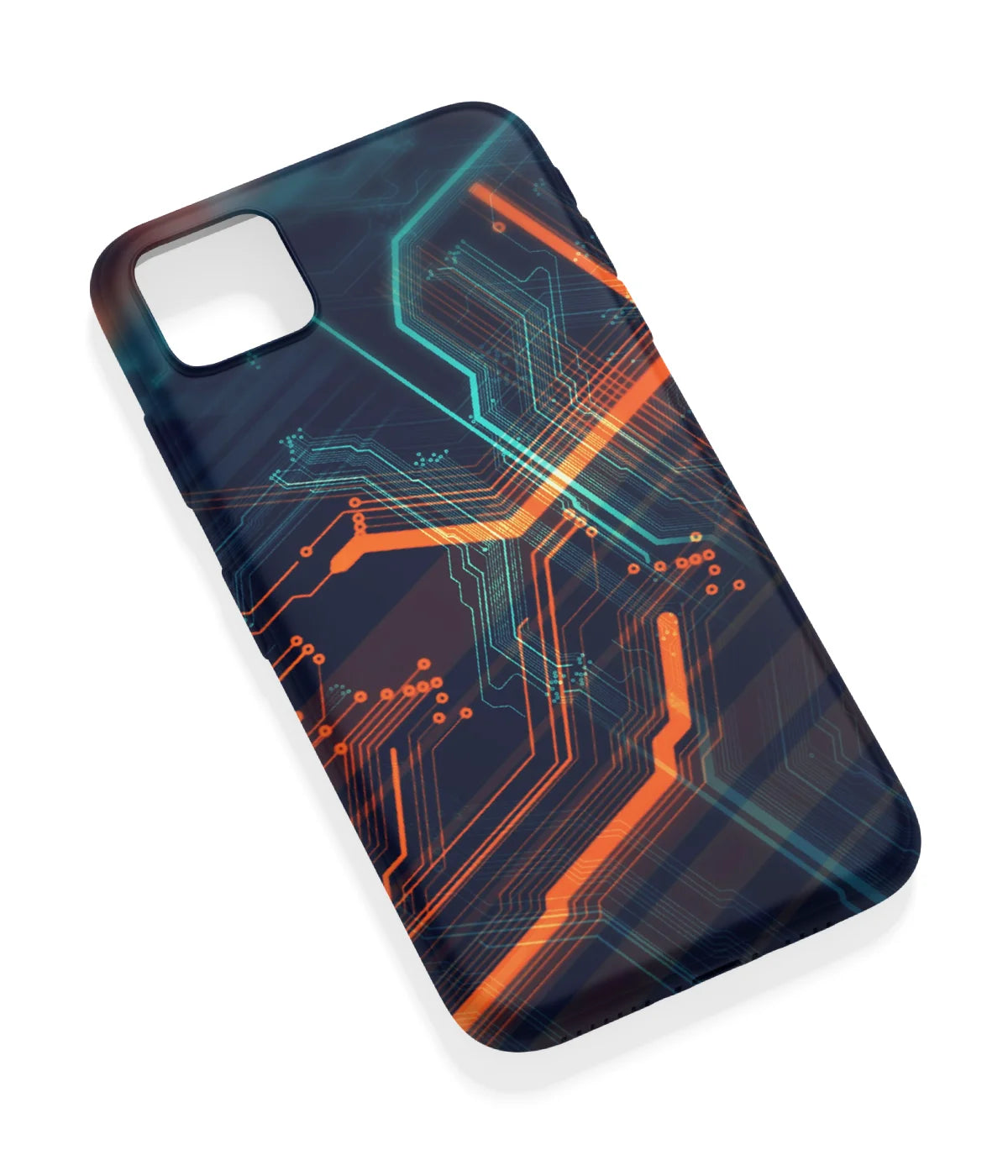 An angled view of a soft silicone case featuring a vibrant design.