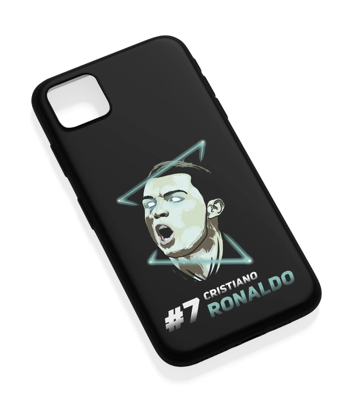 An angled view of a soft silicone case featuring a vibrant design.