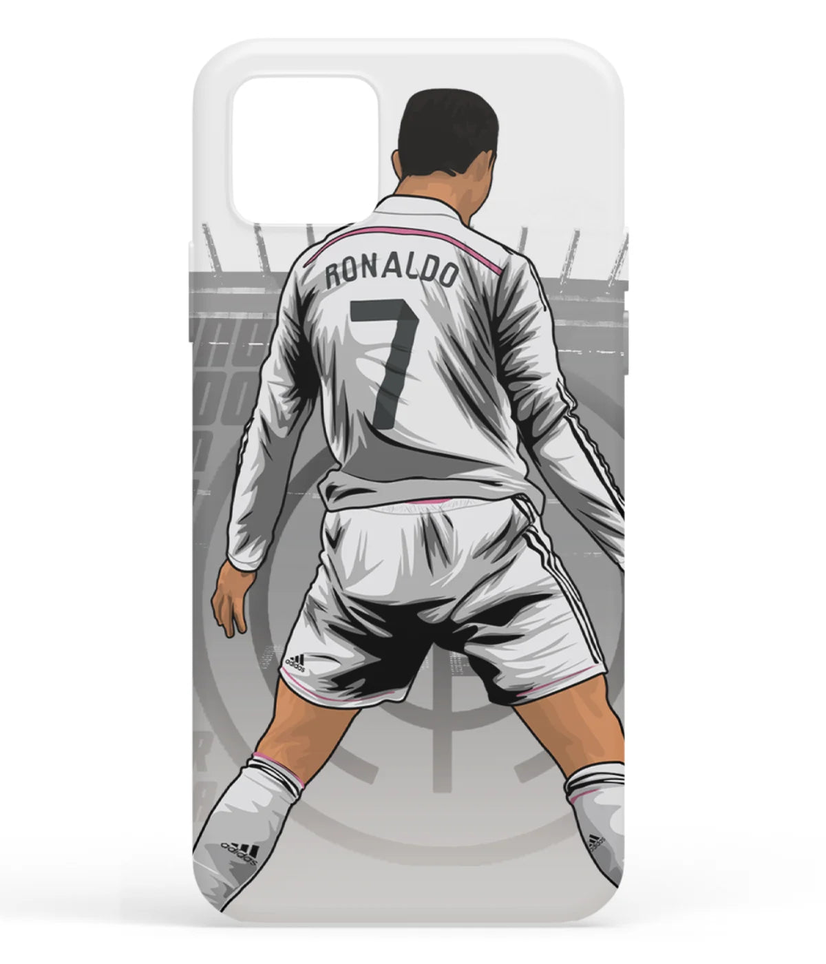A front-on view of soft silicone phone case with a colorful design.