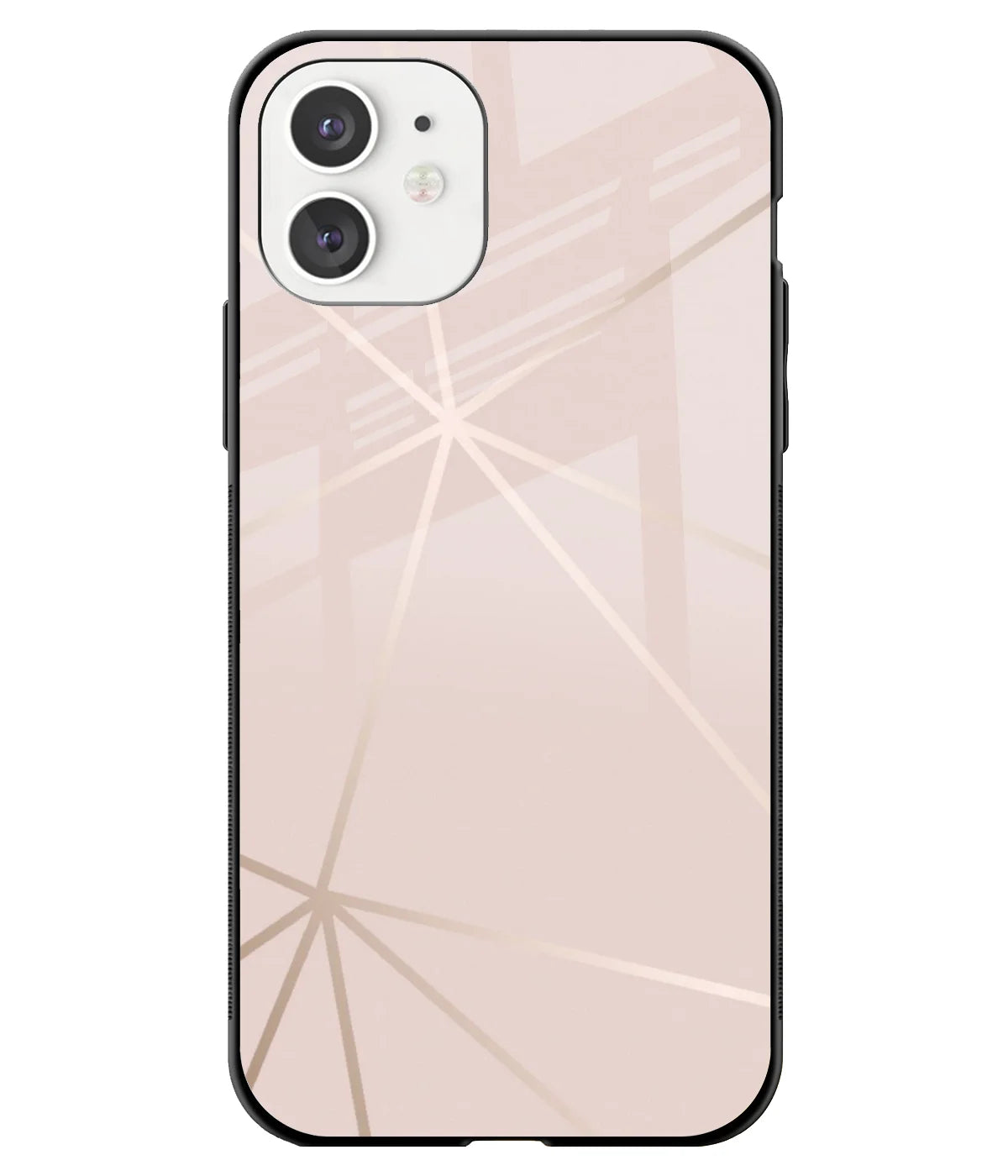 A front-on view of a glass phone case with a colorful design.