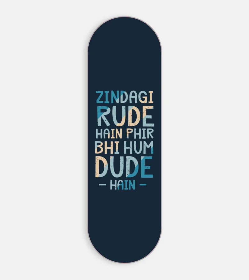 Mobile phone grip slider with a colorful design on a white background
