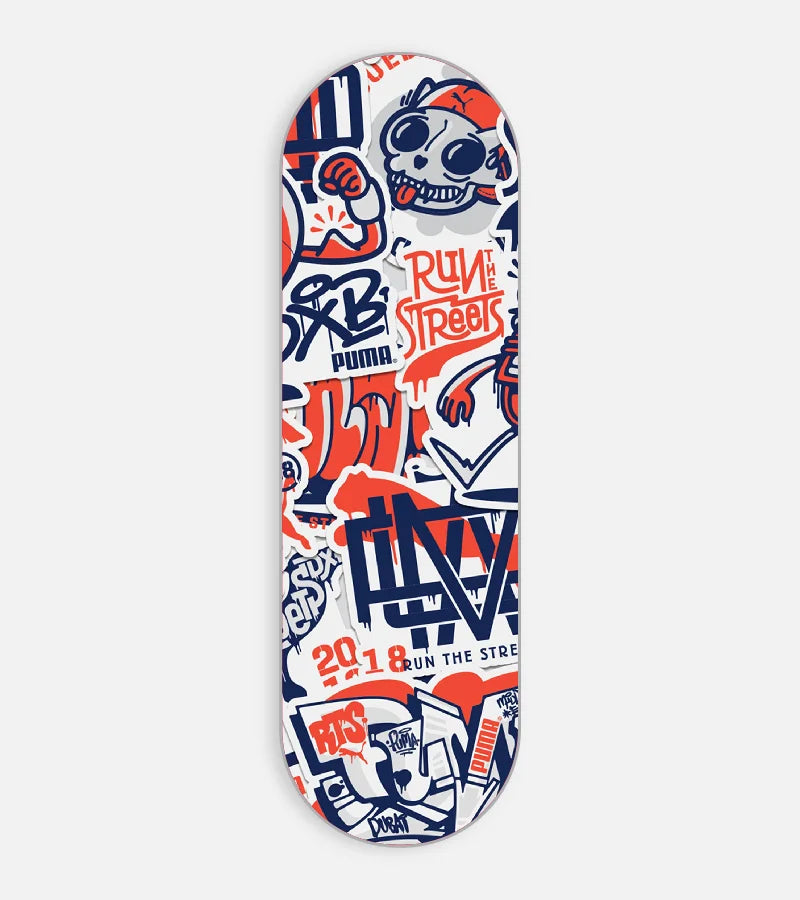 Mobile phone grip slider with a colorful design on a white background