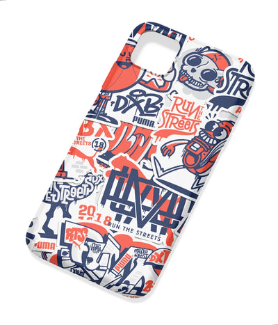 An angled view of a soft silicone case featuring a colorful design.