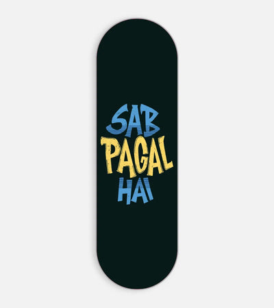 Mobile phone grip slider with a colorful design on a white background