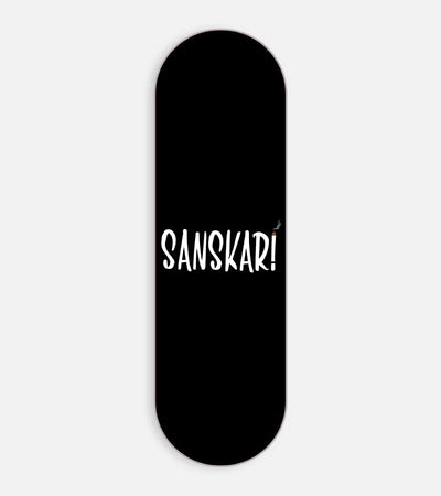 Mobile phone grip slider with a colorful design on a white background
