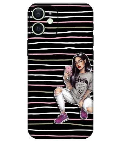 Image of a phone case featuring a mobile skin with a graphic design.