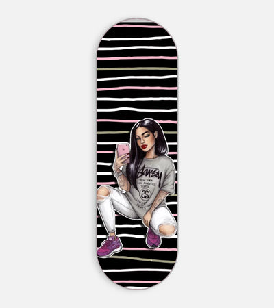Mobile phone grip slider with a colorful design on a white background