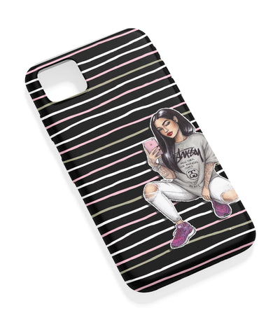 An angled view of a soft silicone case featuring a vibrant design.