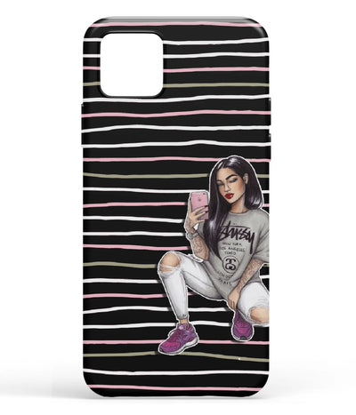 A front-on view of soft silicone phone case with a colorful design.