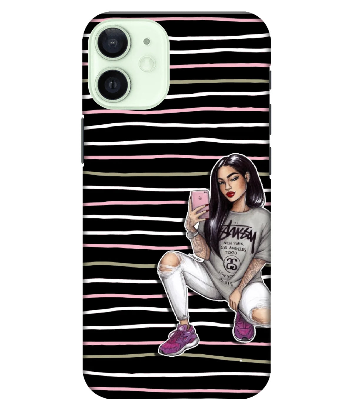 A product shot of a slim hard case with a colorful design.