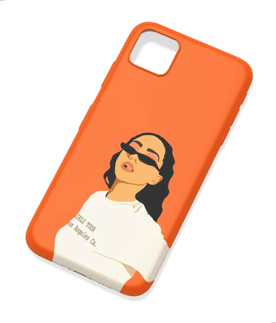 An angled view of a soft silicone case featuring a colorful design.