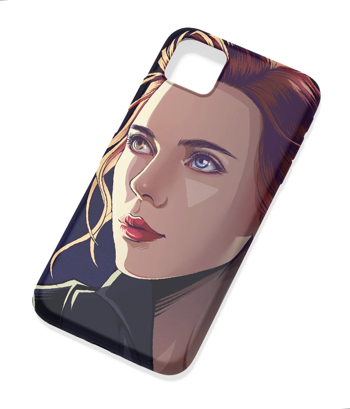 An angled view of a soft silicone case featuring a colorful design.