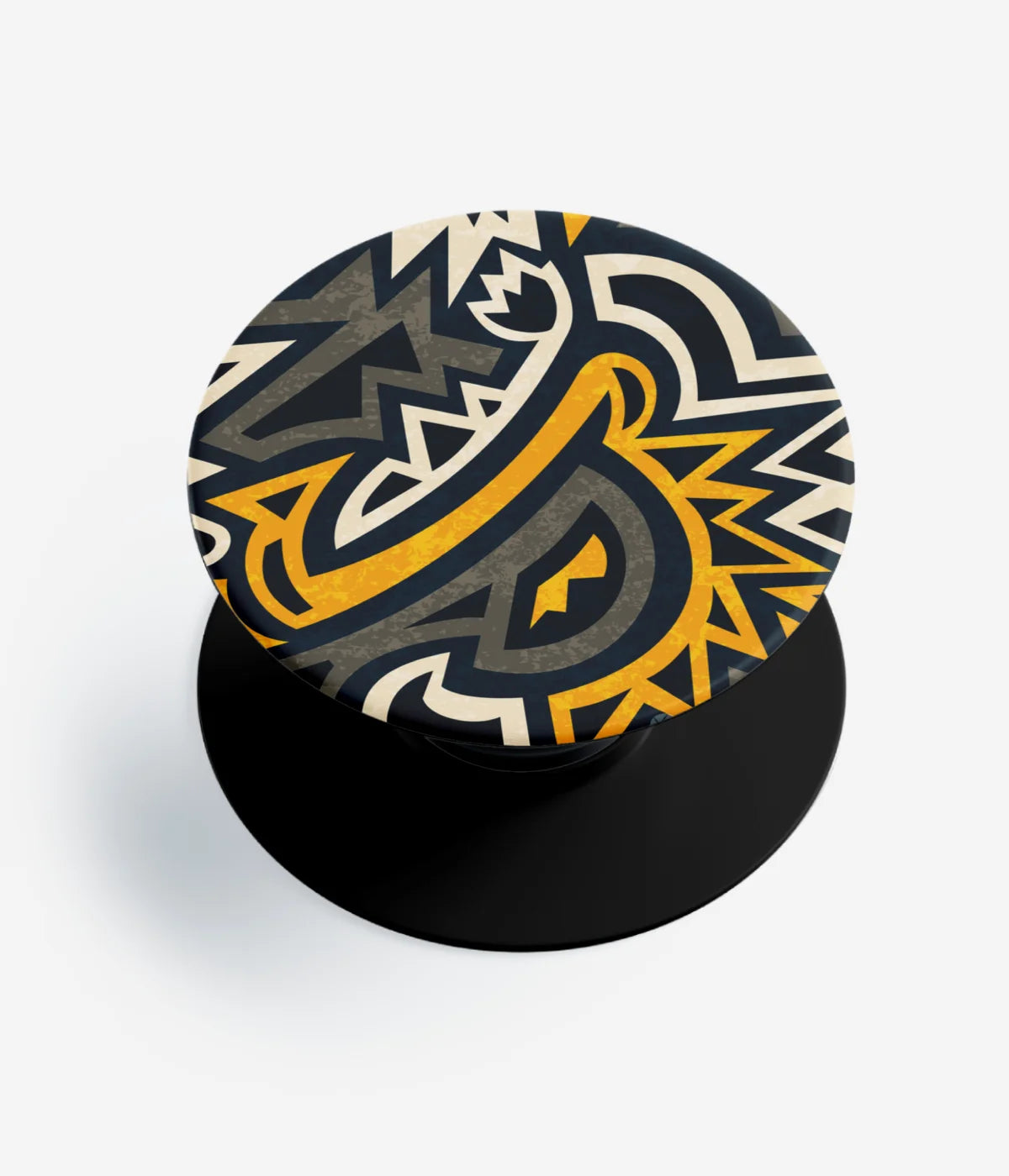 A top-down view of a phone grip holder on a clean white background