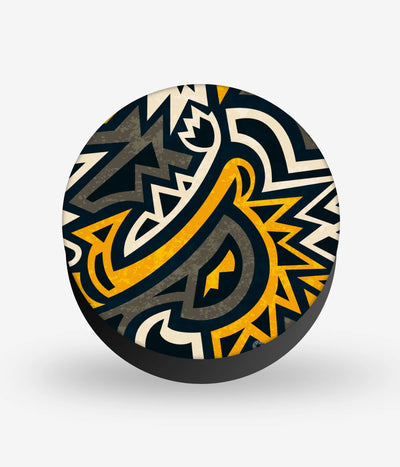 Mobile phone grip with a colorful design on a white background