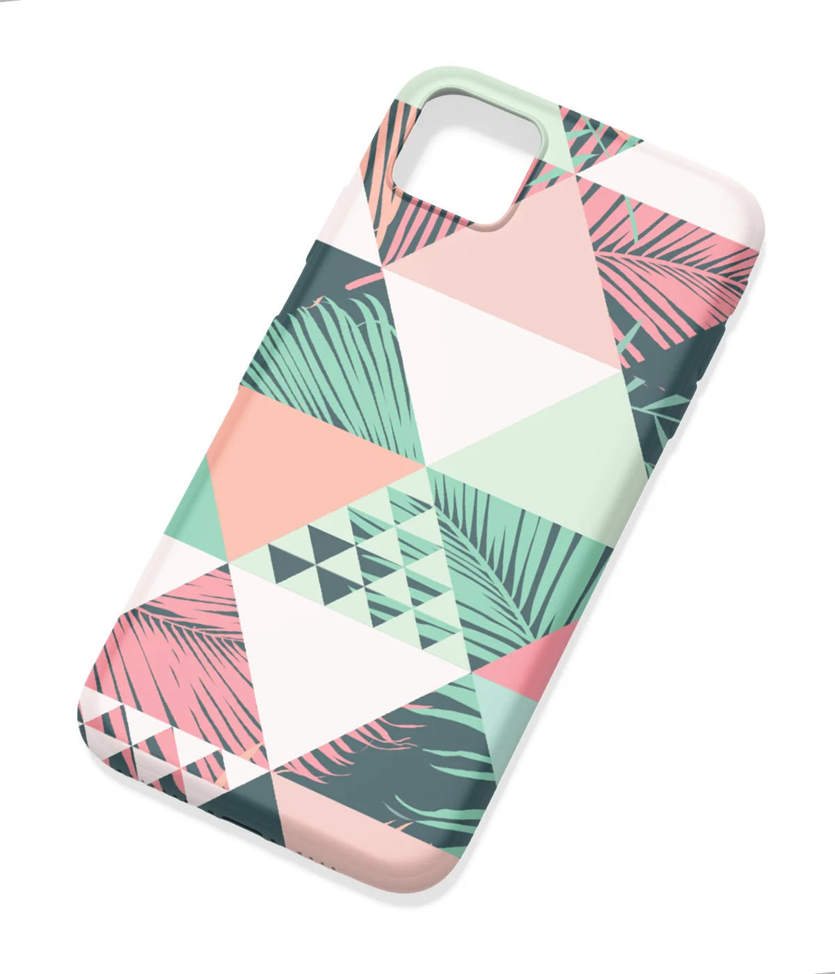 An angled view of a soft silicone case featuring a colorful design.