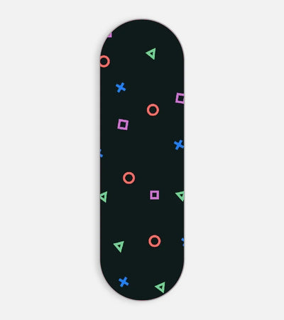 Mobile phone grip slider with a colorful design on a white background