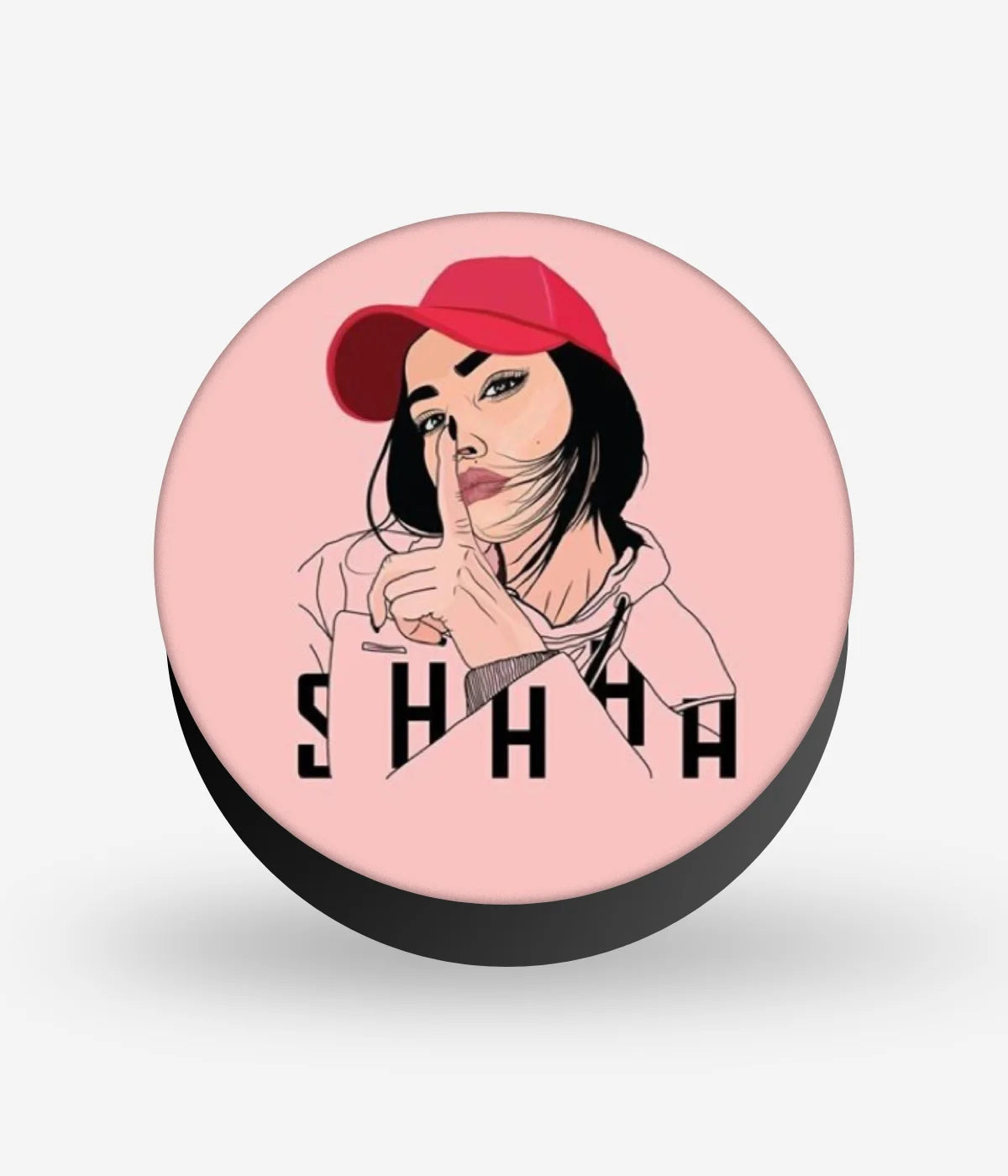 Mobile phone grip with a colorful design on a white background