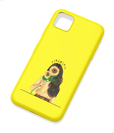 An angled view of a soft silicone case featuring a colorful design.