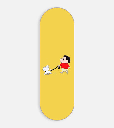 Mobile phone grip slider with a colorful design on a white background