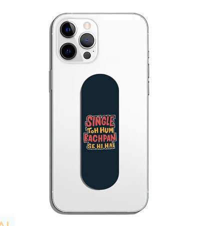 A phone grip slider applied to the back of a smartphone.