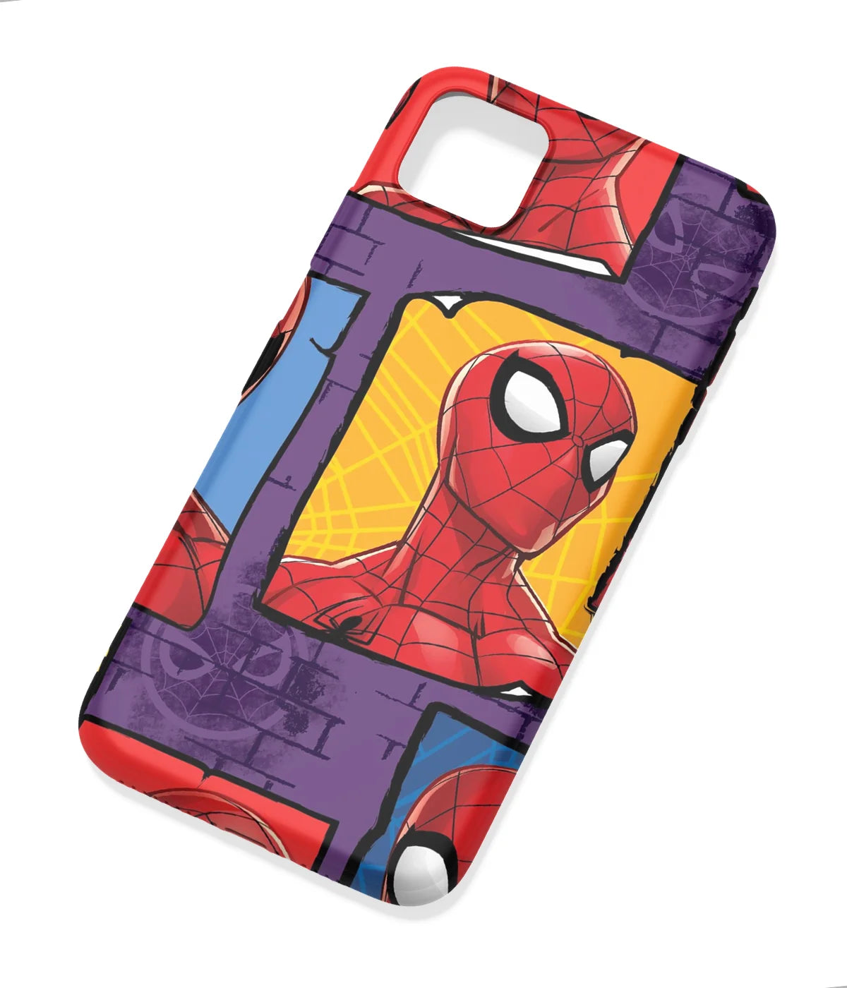 An angled view of a soft silicone case featuring a colorful design.