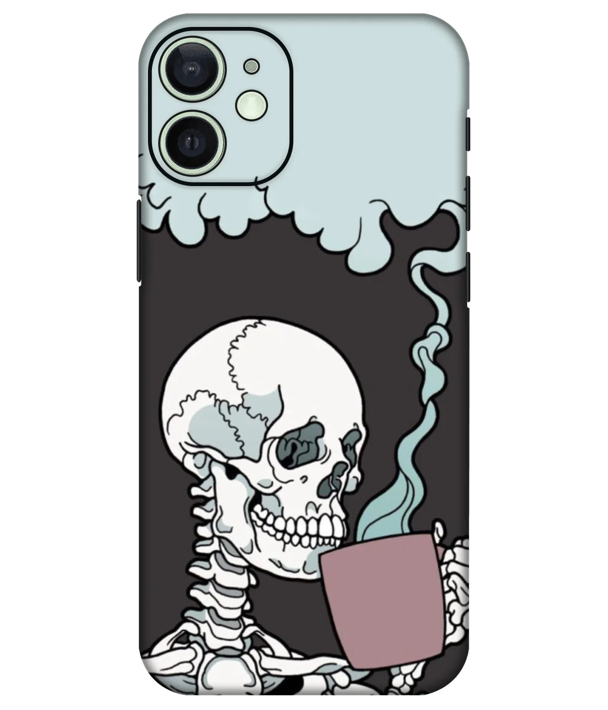 Image of a phone case featuring a mobile skin with a graphic design.